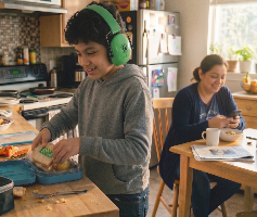 Family in kitchen